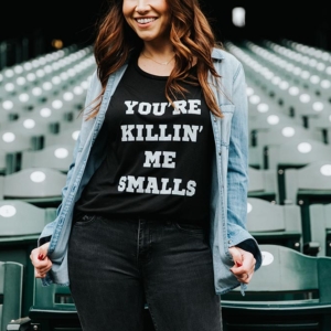 You're Killin' Me Smalls tank top in black with denim long sleeve over it